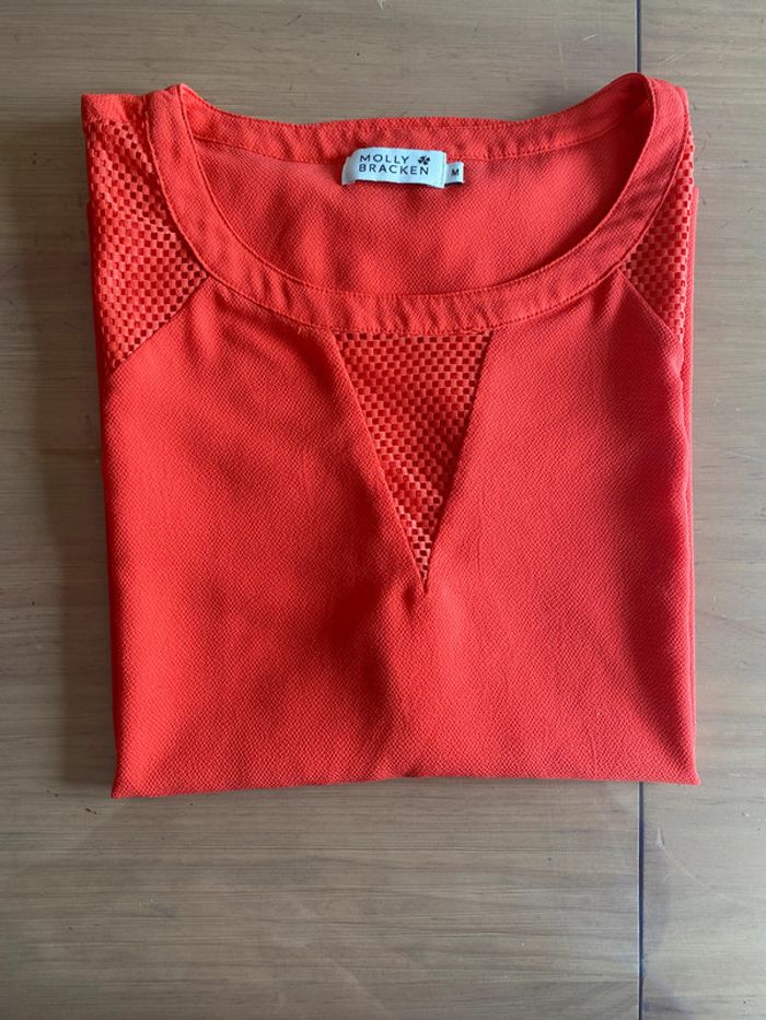 Tee shirt Molly Bracken manche courte corail coupe oversize taille M - photo numéro 16