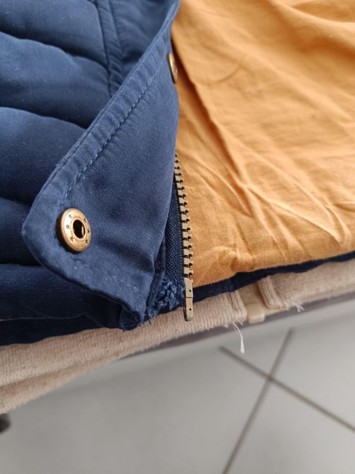Blouson garçon chaud vertbaudet bleu marine et marron avec doublure 3 ans - photo numéro 4