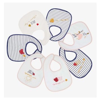Lot de 7 bavoirs naissance Jolie comme un cœur Trois Kilos Sept NEUF