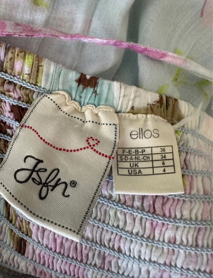 Robe longue à fleurs pastel bleu clair pastel et rose Ellos T36 S - photo numéro 7