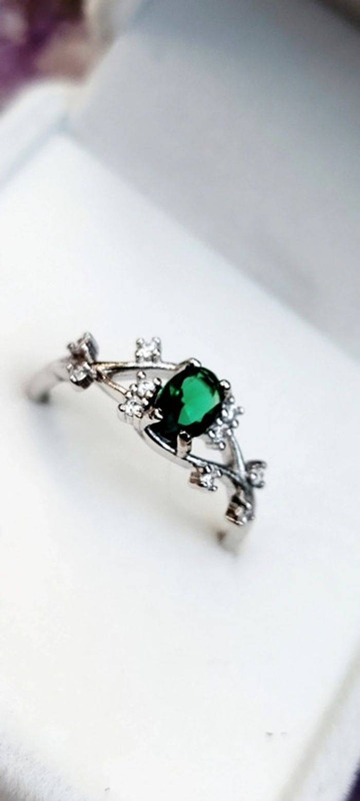 Majesté Émeraude💚Bague Élégante en Argent Massif - photo numéro 5