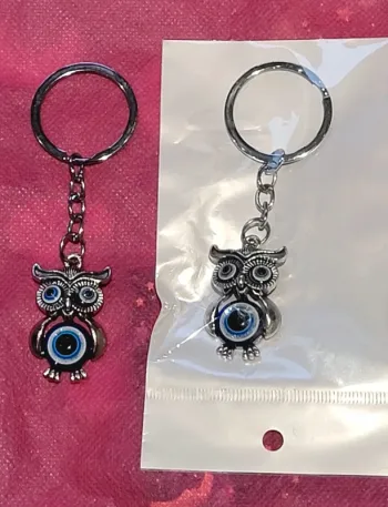 Lot de deux porte-clés hiboux oeil porte-bonheur