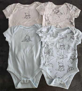 Lot de 4 bodys manches courtes Dumbo Disney