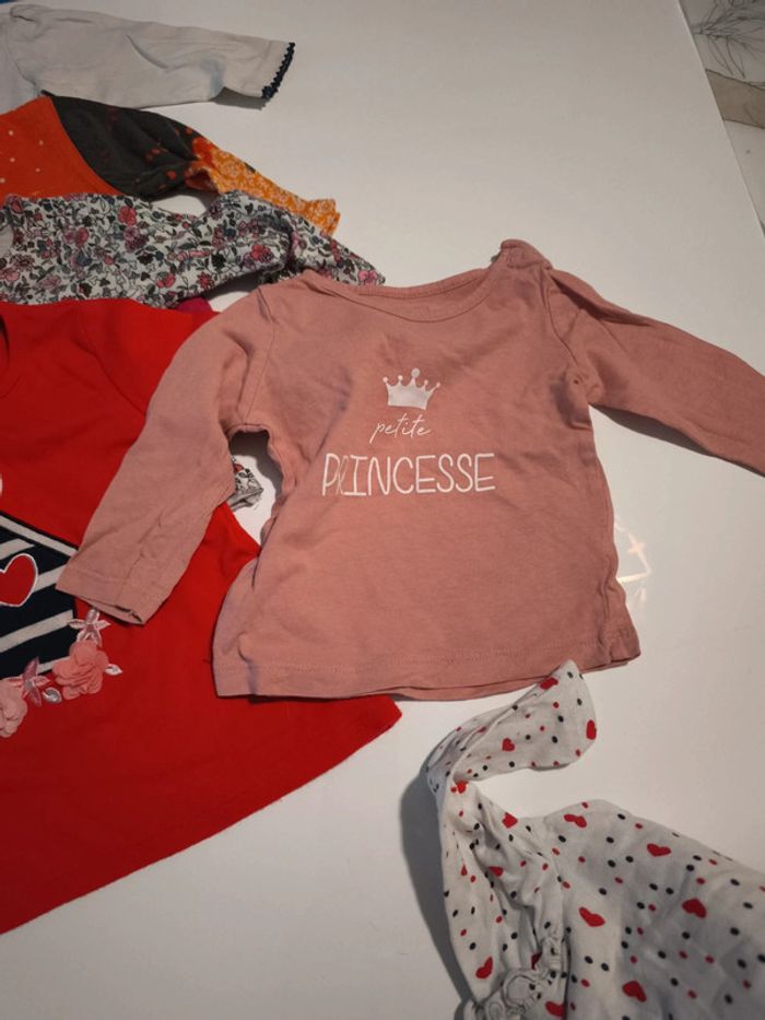 Lot Tshirt manche longue fille 6 mois - photo numéro 7
