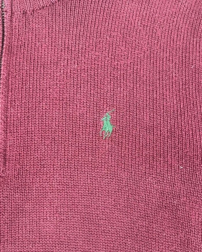 Half Zip, 1/4 de zip, col camionneur Ralph Lauren rouge Bordeaux épais taille S old money - photo numéro 3