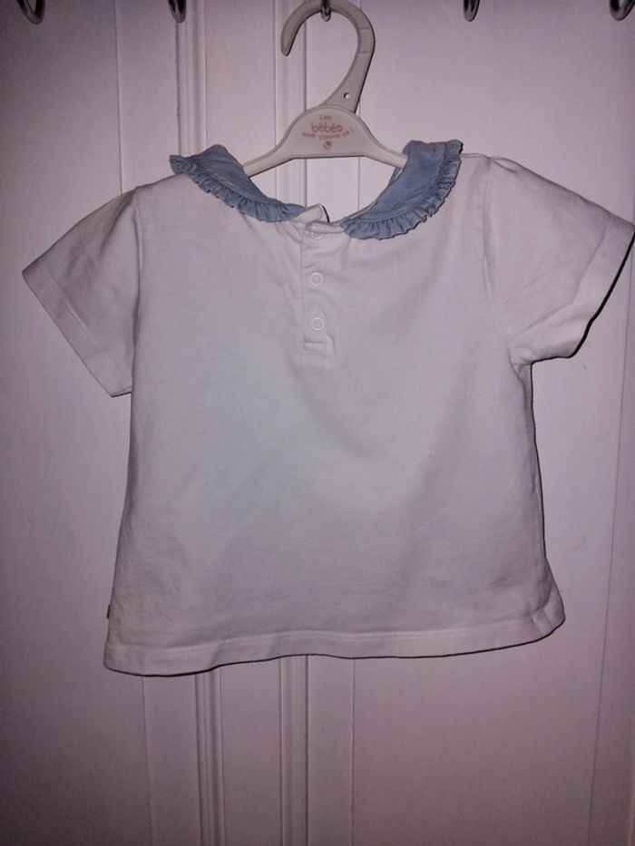 Tee-shirt chic blanc col jean délavé - photo numéro 4