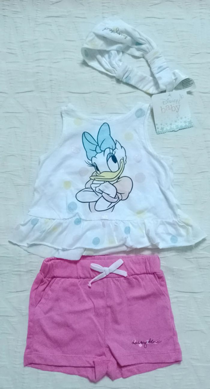 Disney ensemble Daisy short t shirt bandeau 3 mois