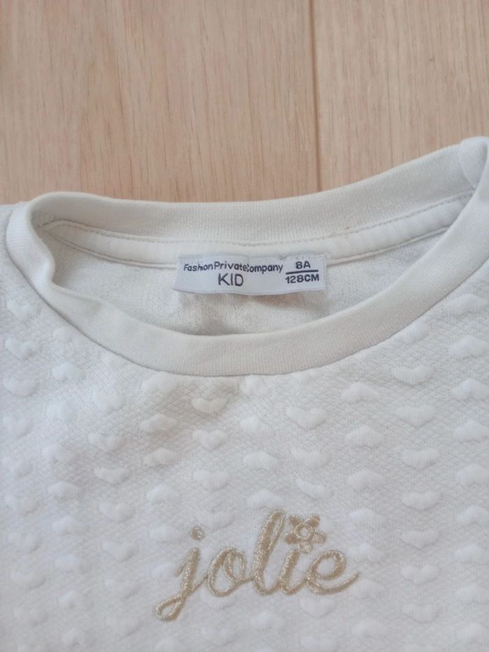 Sweat fille 8 ans "jolie"cœur blanc c64 - photo numéro 2