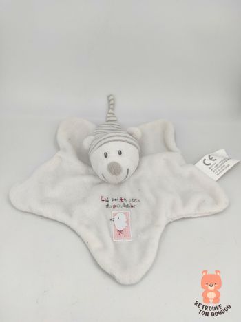 Doudou Plat Ours Blanc Les petits pots du poulailler Nicotoy