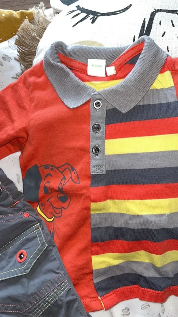 Ensemble Disney salopette/ polo 9 mois - photo numéro 2