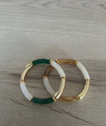 Lot de 2 magnifiques bracelets neufs perles tubes 