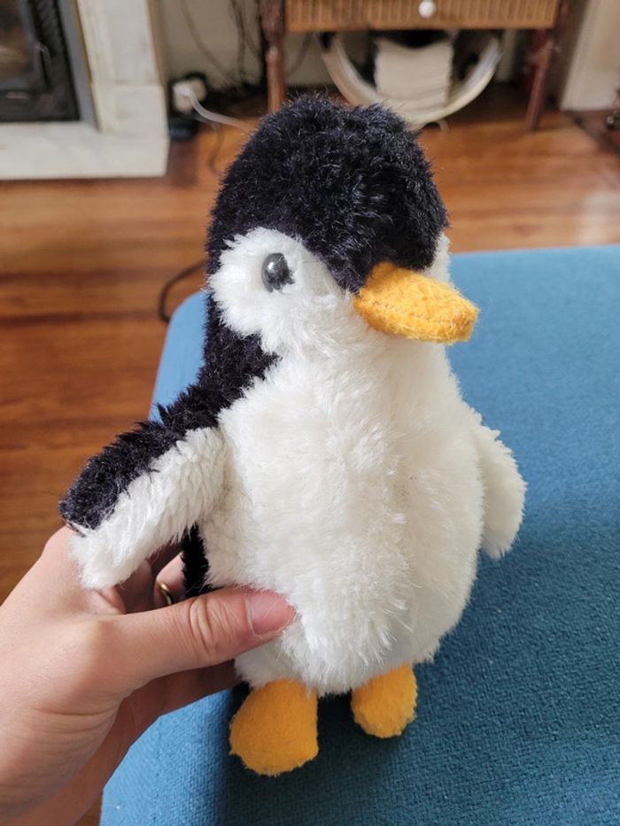 RARE Pingouin Manchot Boulgom Made in France 22cm noir blanc jaune oiseau collection