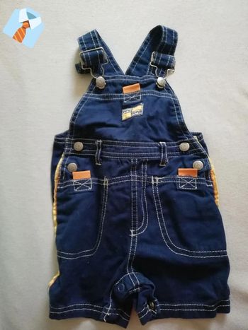 Salopette Bleu Foncé et Orange - Marque 5-5 - 6 Mois