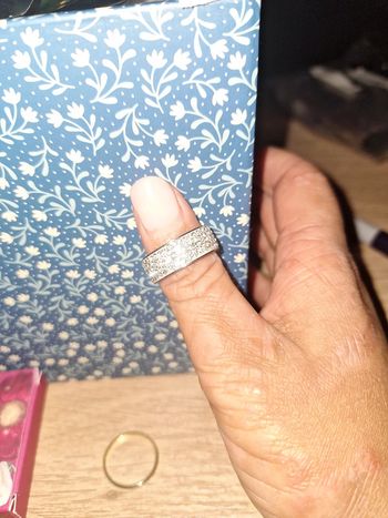 Bague en acier inoxydable avec 5 rangées de zircons