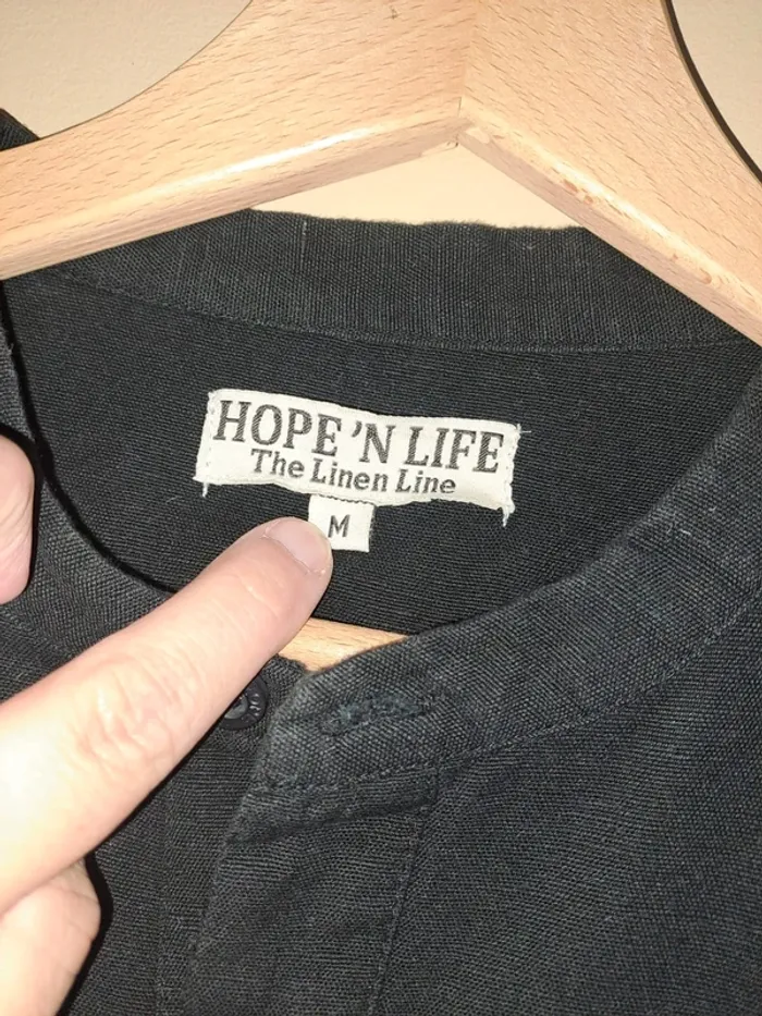 Chemise homme noire coton lin jamais portée Hope'N Life M - photo numéro 3
