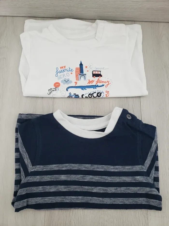 Lot de 2 t-shirts ml garçon 6 mois