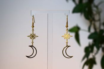 Boucles d'oreilles Lune et étoile