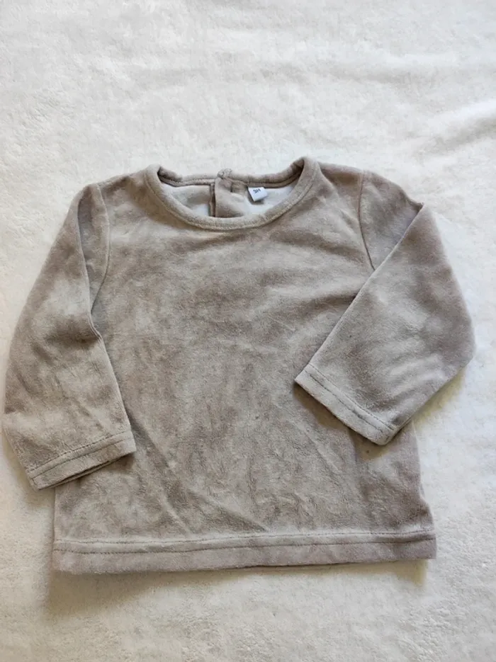 Ensemble chaud hiver salopette t-shirt velours 9 mois - photo numéro 4