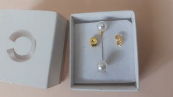 Boucle d oreille  puces  plaqué or 14 carat perles de culture