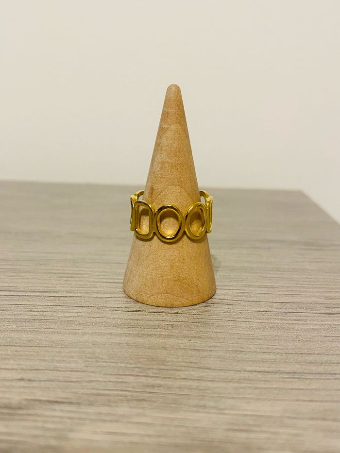 Bague fine ajustable doré rond carré acier inoxydable - photo numéro 2