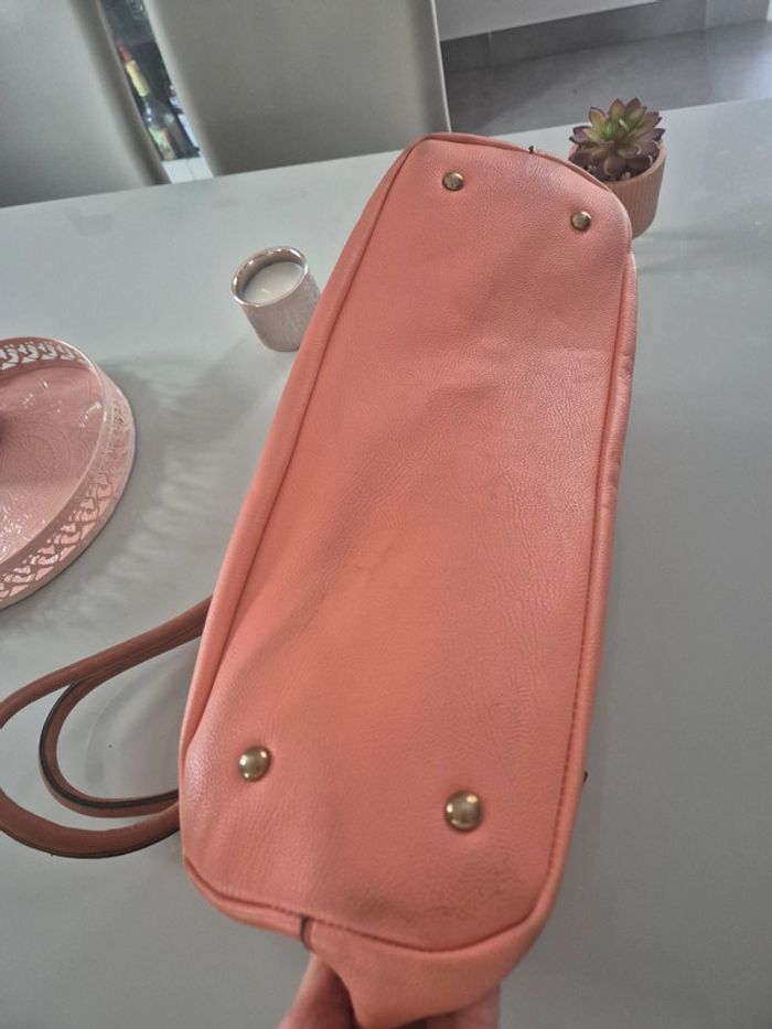 Joli sac à main corail et petite pochette - photo numéro 7