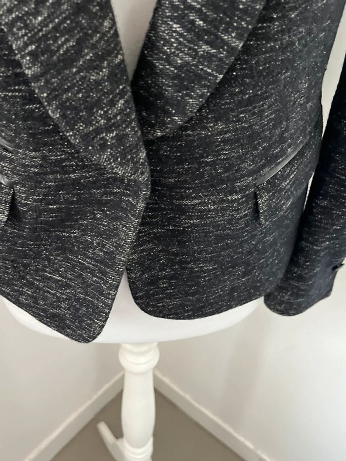Veste blazer gris chiné et cuir Ikks S - photo numéro 2