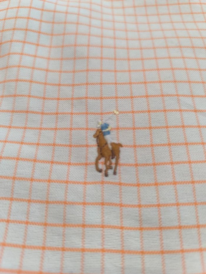 Chemisette à carreaux - Ralph Lauren - Blake - Logo brodé premium - Blanc, orange - Taille M - photo numéro 7