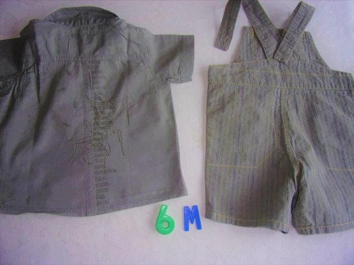 Ensemble Short salopette + Chemise - 6 mois - photo numéro 2