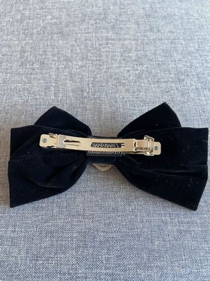 Barrette noeud cheveux velours noir - photo numéro 2