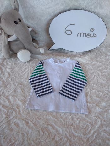 Tee shirt manches longues Garçon 6 mois Elle est où la mer ? 100% coton