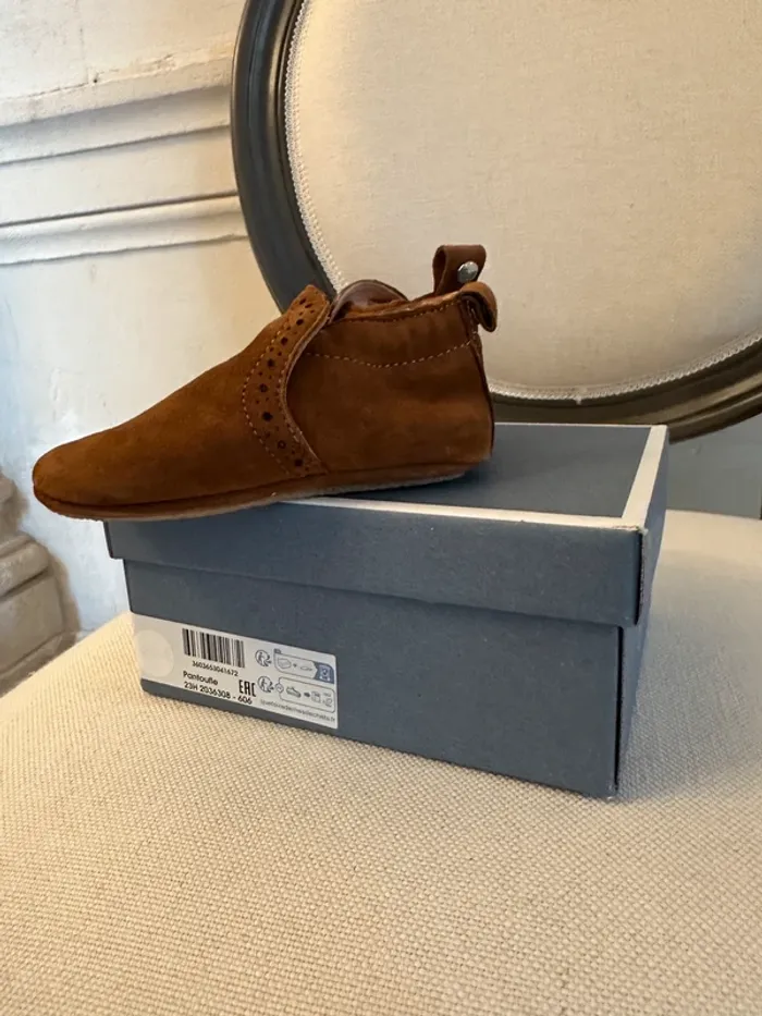 NEUF Jacadi chaussures chaussons cuir beige marron bébé garçon 20 Basile - photo numéro 3