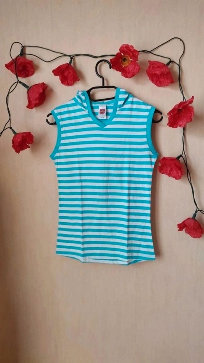 Débardeur à capuche rayé T. 158/164cm Here & There 💮 100% Coton - photo numéro 5