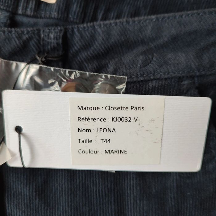 Pantalon chino en velours de coton bleu marine pour femme taille 44, Closette - photo numéro 4