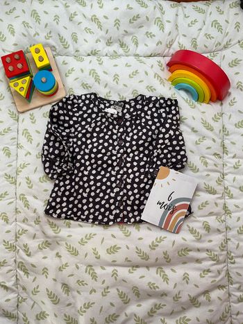 blouse manches longues gris motifs beige 6 mois tape à l'oeil