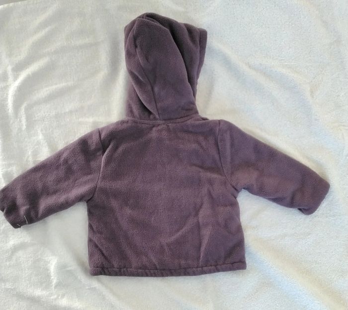 Polaire à capuche, mauve, boutons, La Redoute Création, 67 cm - photo numéro 2