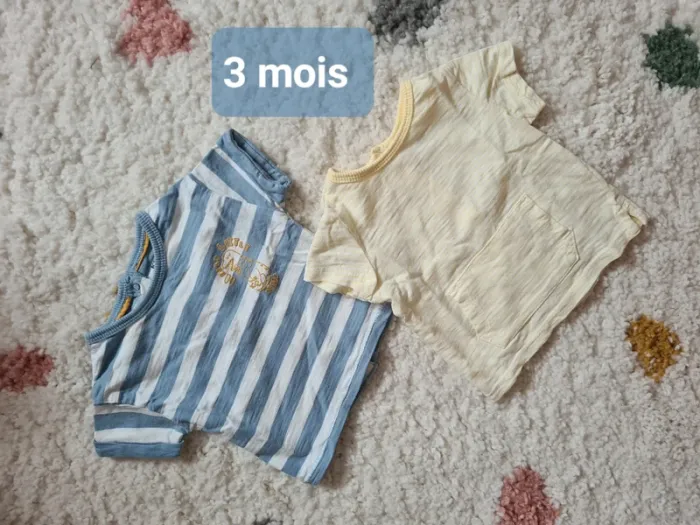 Lot 2 t-shirts bébé garçon 3 mois. Kiabi