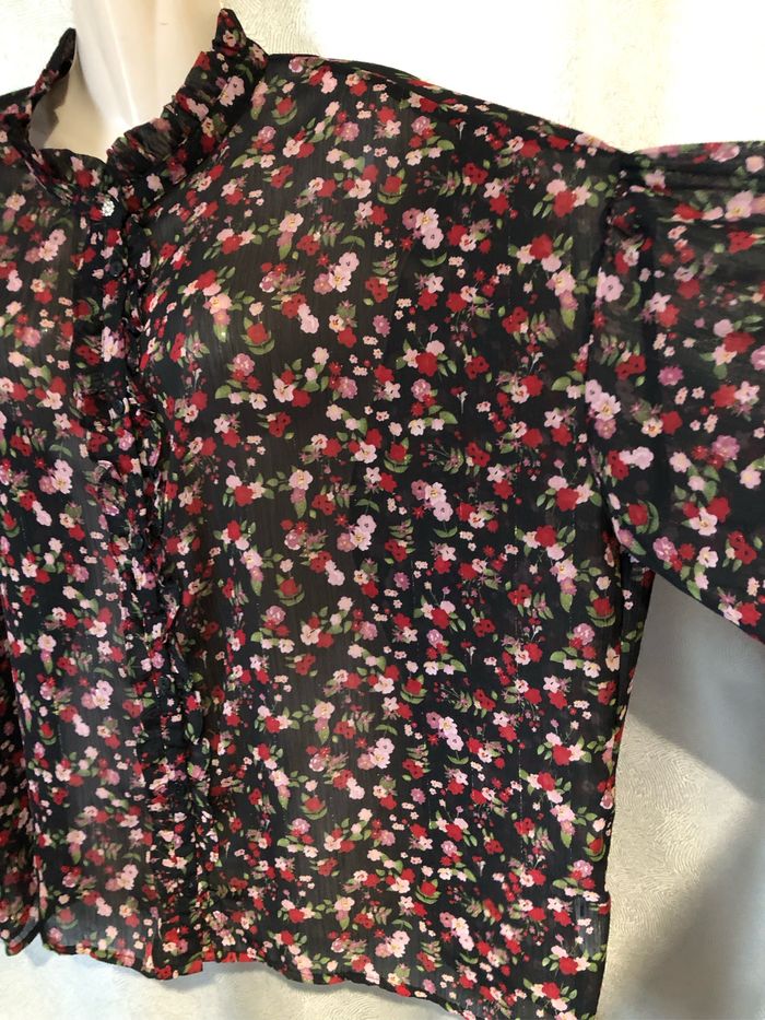 Chemise noire fleurie Fil or 42 la city - photo numéro 5