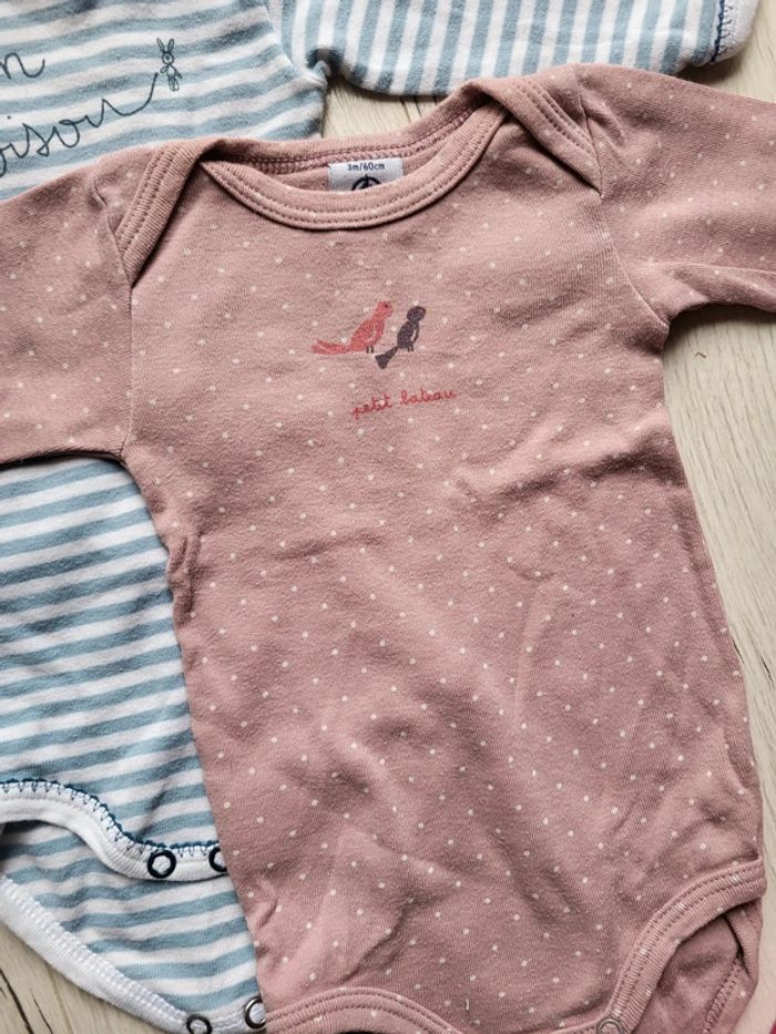 Lot de 7 bodys manches longues petit bateau fille 3 mois - photo numéro 3