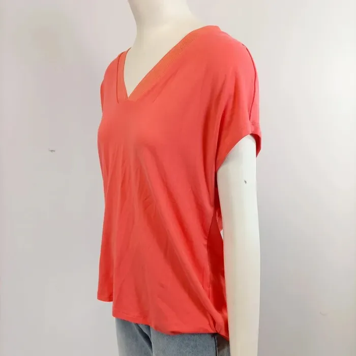Tshirt oversize col en V Corail - bordcote dorée - Taille M Vila joy A964 - photo numéro 2