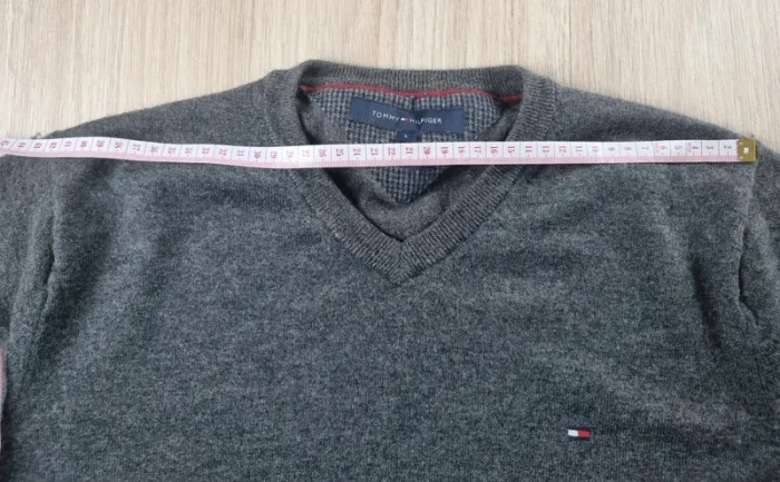 Pull a col V Gris foncé Laine Tommy Hilfiger Homme Taille S - photo numéro 5
