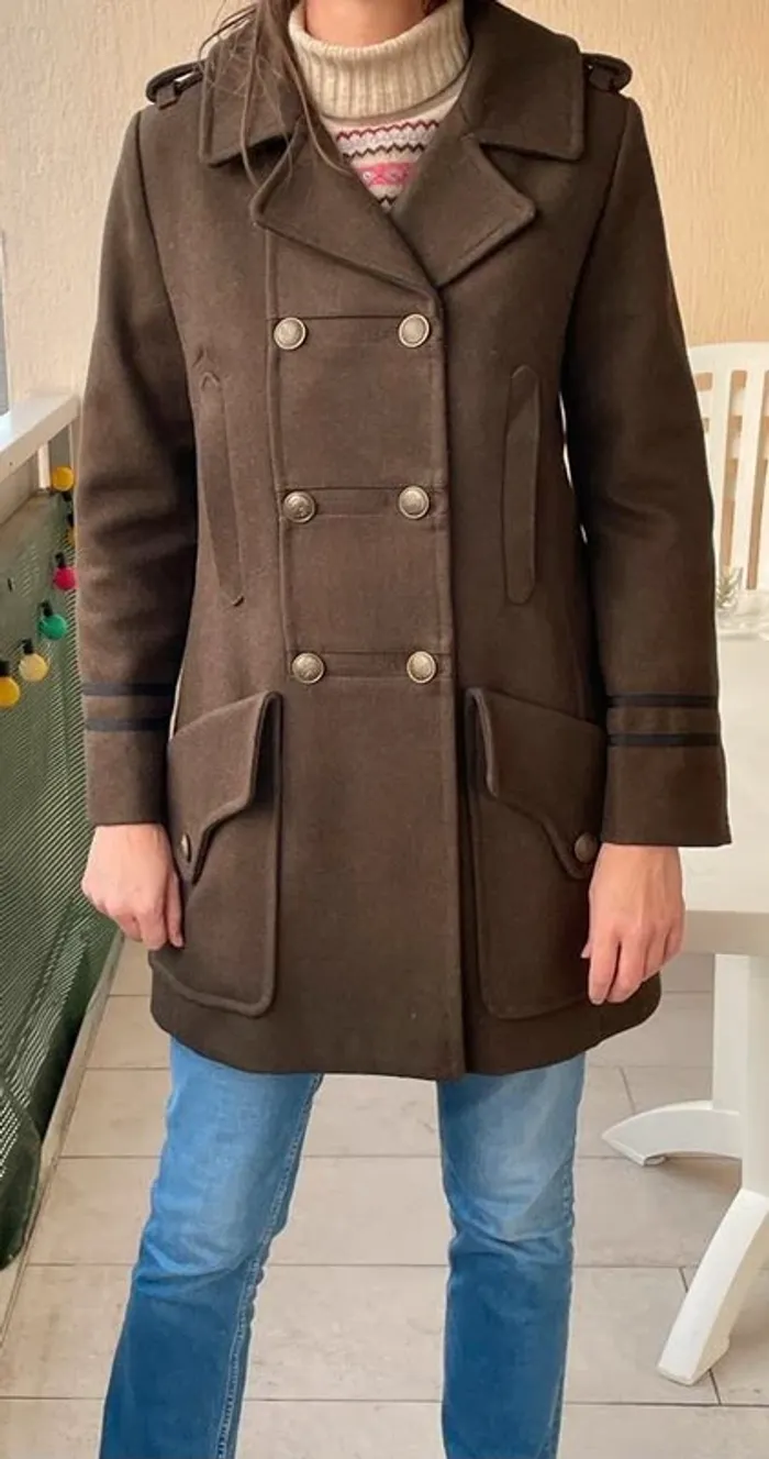 Manteau en laine kaki taille 40 marque 123 - photo numéro 4