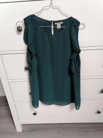 Haut voilage double vert foncé 38