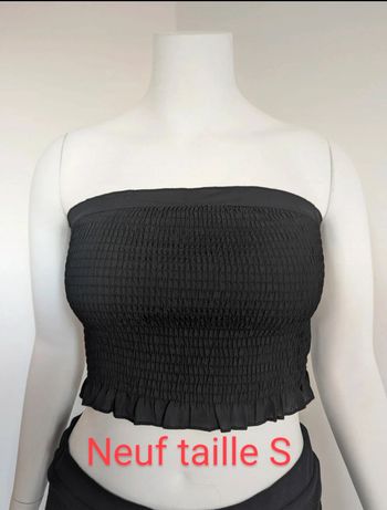 Bustier froncé noir taille S 36 neuf