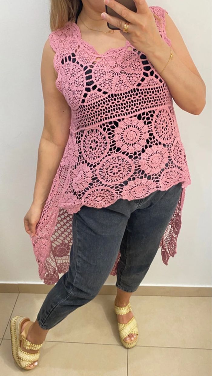 Tunique D’Eté En Crochet Taille M - photo numéro 3
