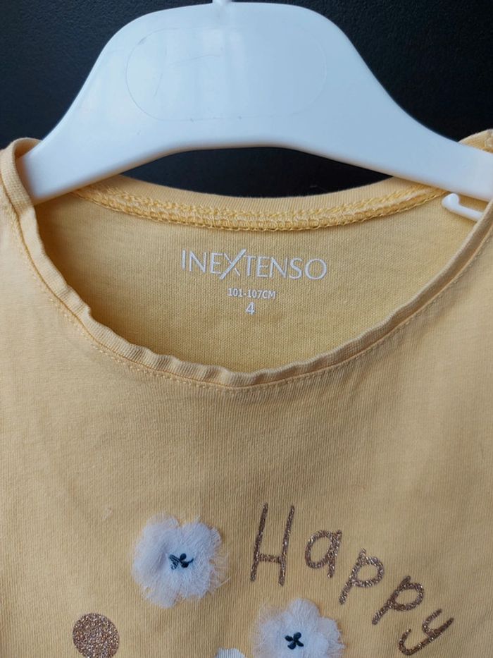 Tee-shirt manches courtes jaune In Extenso 4 ans - photo numéro 5