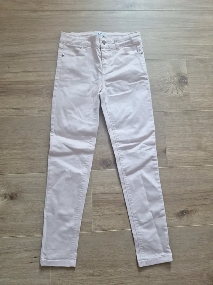 Jean fille 9 ans la halle rose pâle 134 cm 98% coton
