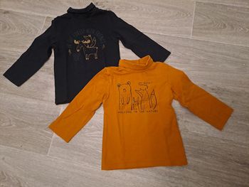 Lot de 2 t-shirts col roulé ML 24M Kiabi - TBE