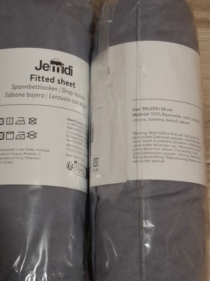 Lot 2 Drap-housse coton gris Drap lit 100 % coton doux confort optimal été hiver - photo numéro 2