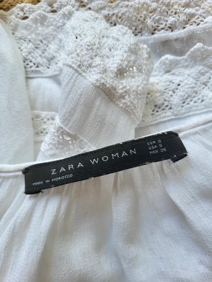 Blouse blanche bohème à dentelle crochetée Zara - photo numéro 10