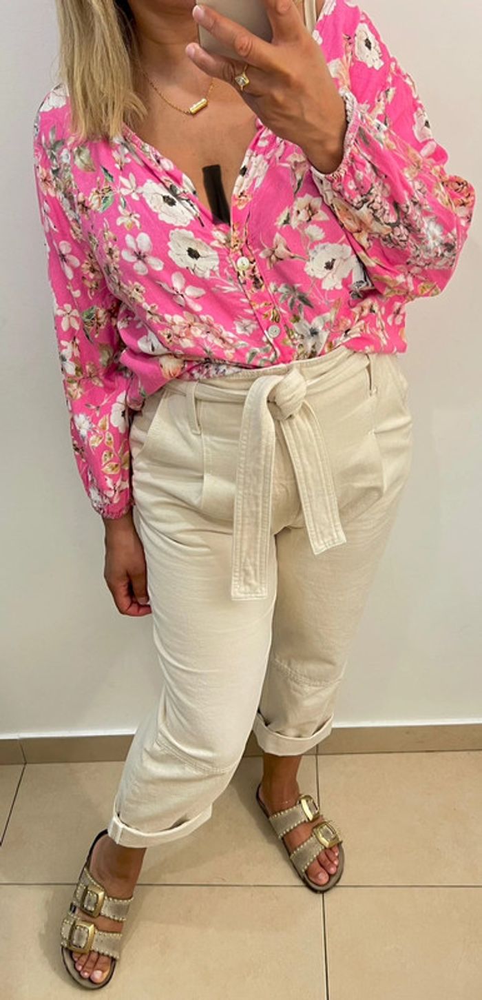 🌸 Blouse imprimée fleurs Made in Italy Taille Unique - photo numéro 4